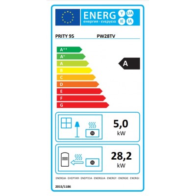 Kamin na drva Prity z vgrajenim kotlom P W28 TV, 28,2 kW - Peči na drva