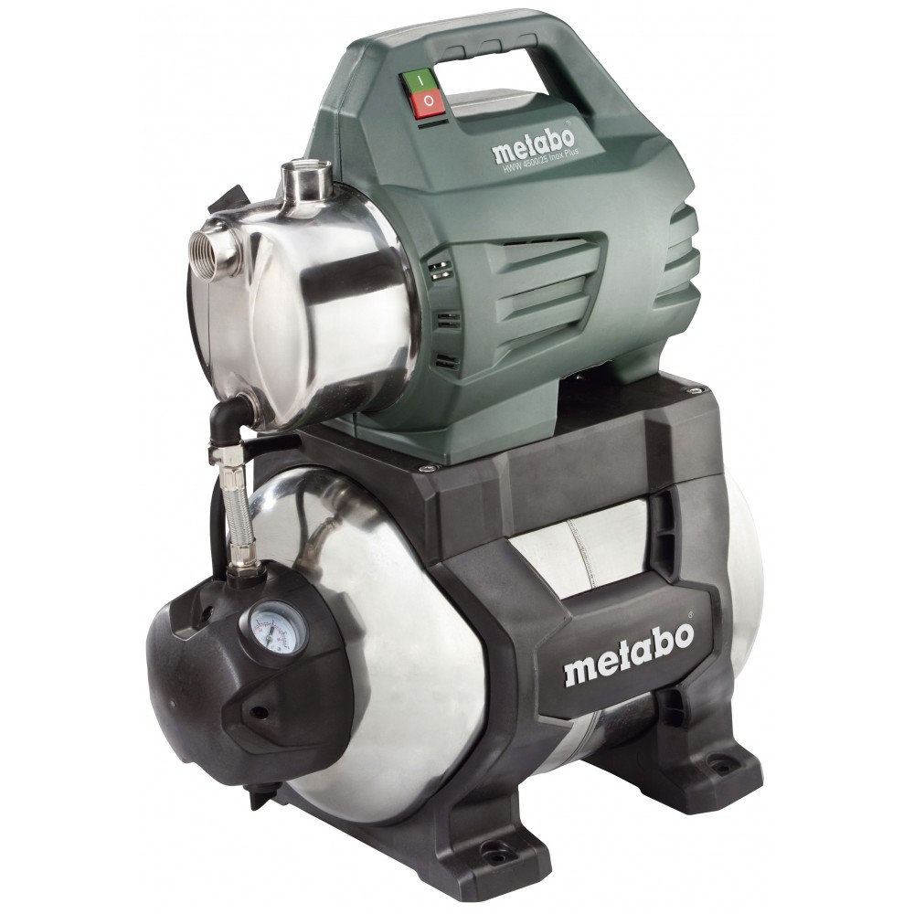 Enofazna hidroforna vodna črpalka METABO HWW 4500/25 INOX PLUS, moč 1300 W, pretok 4500 l/h, višina 48 m, prostornina rezervoarja 24 L | Električna vodna črpalka | Vodna črpalka |