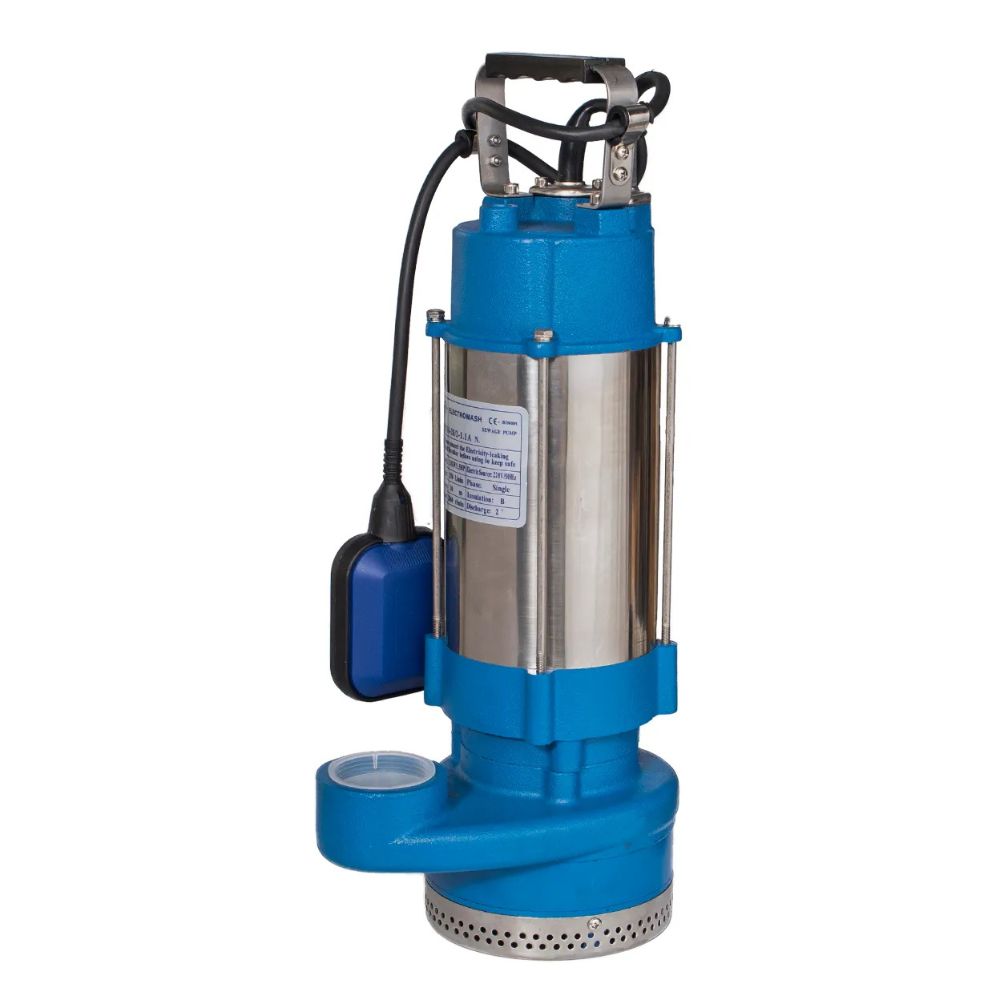 Drenažna črpalka Electromash QDX 6–28/2, 1,1 A, 380 V – moč 1,1 kW, višina 30 m, izhod 2″, pretok 15.300 l/h – trifazna, z zunanjim plovcem in ohišjem iz nerjavečega jekla | Potopna črpalka | Vodna črpalka |