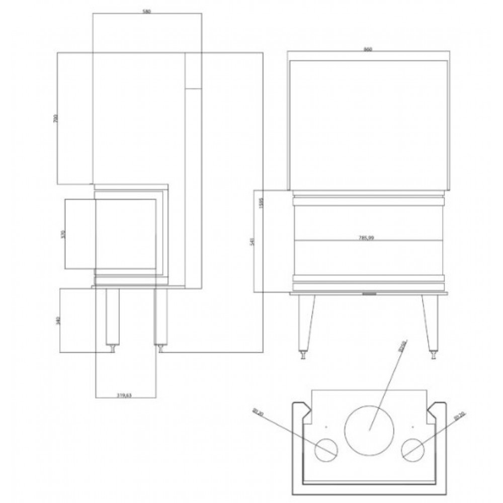 Kaminski vložek / Vgradni kamin Balkan Energy ATS AIR PANORAMA 800, 16.04kW | Kaminski vložki / Vgradni kamini | Kamini |