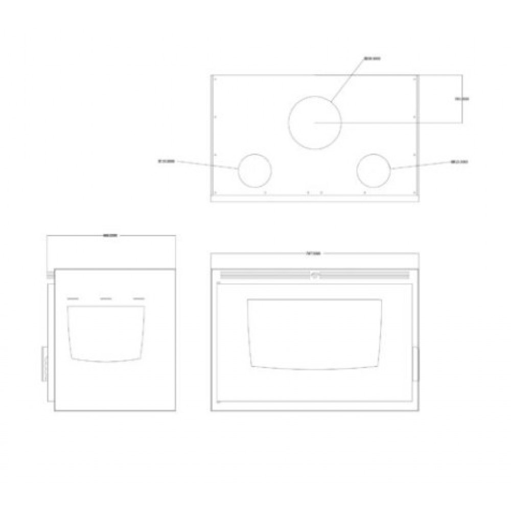 Kaminski vložek / Vgradni kamin Balkan Energy ATS INSERT CORNER AIR 800, z ventilatorjem in zračnimi kanali, levo, 13.73kW | Toplozračni kamini | Kamini |