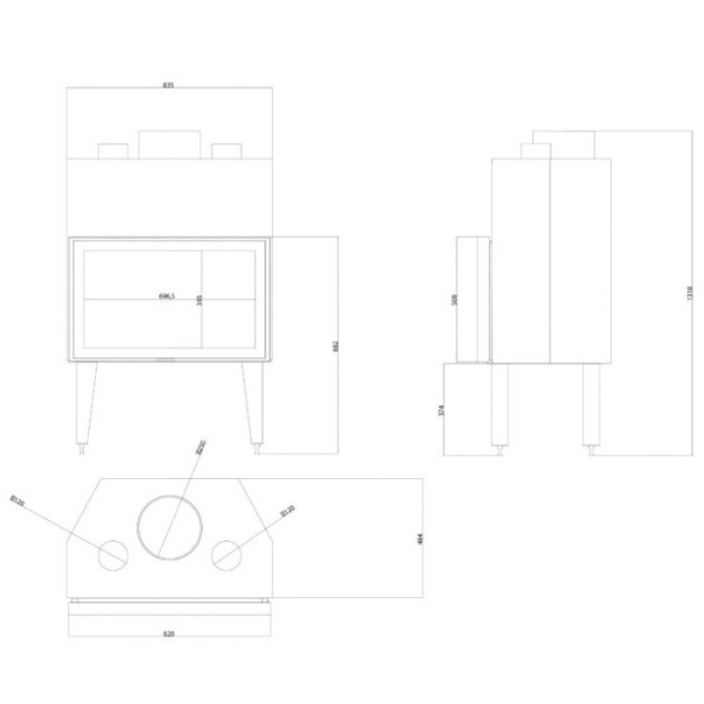 Kaminski vložek / Vgradni kamin Balkan Energy ATS STABLE AIR 800, z zračnimi kanali, 15.95kW | Toplozračni kamini | Kamini |