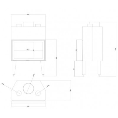 Kaminski vložek / Vgradni kamin Velmora Fire ATS STABLE AIR 800, z zračnimi kanali, 15.95kW - Toplozračni kamini