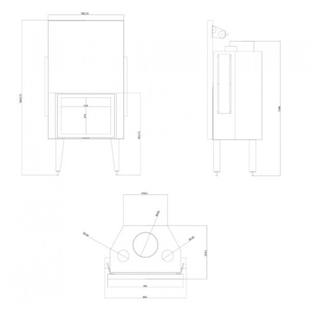 Kaminski vložek / Vgradni kamin Balkan Energy ATS STRAIGHT AIR 700, z zračnimi kanali, 14.89kW | Toplozračni kamini | Kamini |