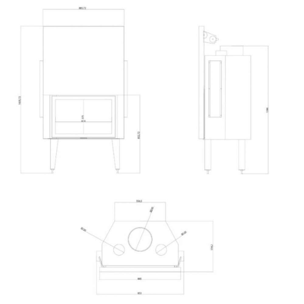 Kaminski vložek / Vgradni kamin Balkan Energy ATS STRAIGHT AIR 800, z zračnimi kanali, 15.95kW | Kaminski vložki / Vgradni kamini | Kamini |