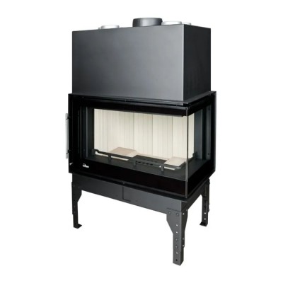 Kaminski vložek / Vgradni kamin UNIFLAM 860 EVO PBS z zračnimi kanali in dovodom zraka, ukrivljeno steklo, desna stran, 15 kW - Uniflam