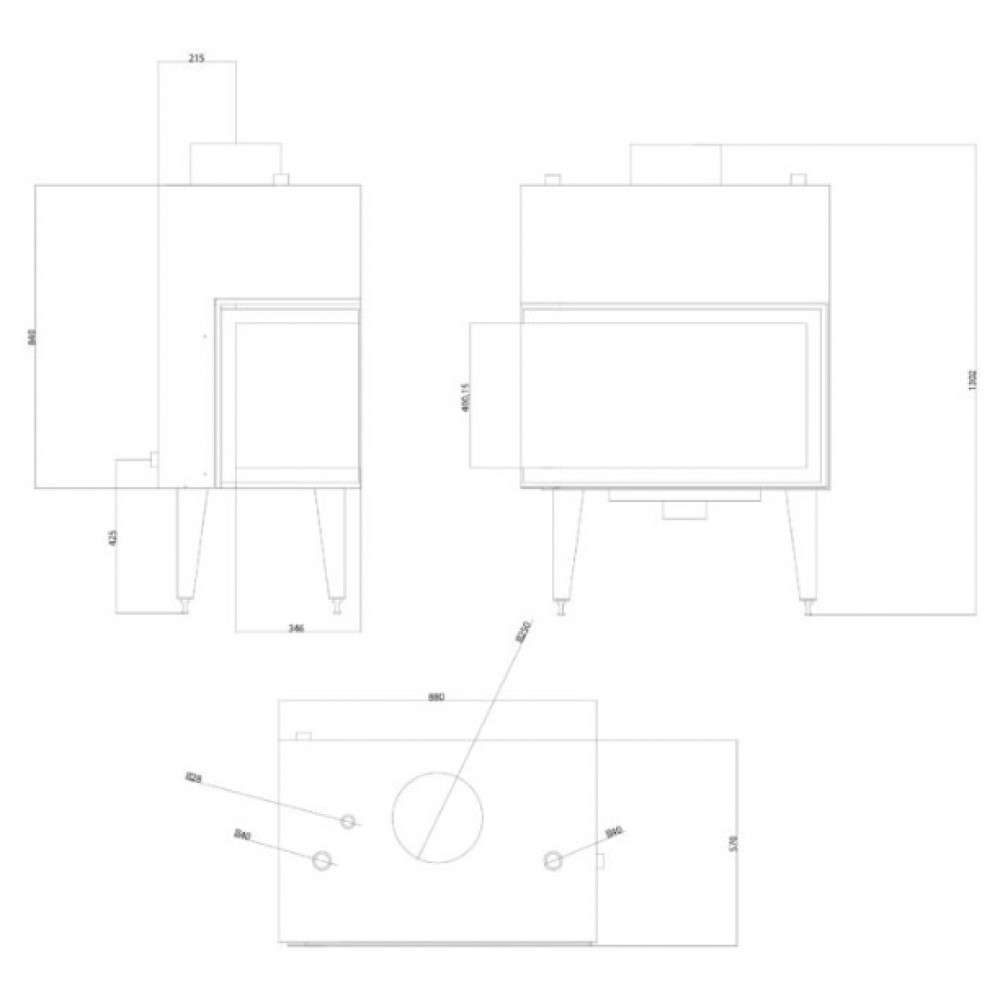 Kaminski vložek za centralno ogrevanje Balkan Energy ATS STABLE HYDRO CORNER 800, levo, 24.58kW | Kaminski vložki za centralno ogrevanje | Kamini |