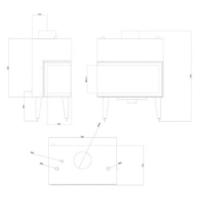 Kaminski vložek za centralno ogrevanje Velmora Fire ATS STABLE HYDRO CORNER 900, desno, 27.23kW - Kaminski vložki za centralno ogrevanje