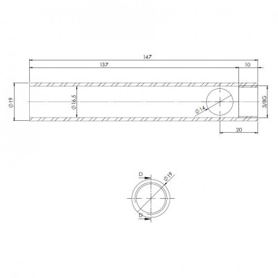 Cev za vžigalno tuljavo peči na pelete, premer 19mm, dolžina 147mm, navoj 3/8" - Vžigalne naprave za peči na pelete