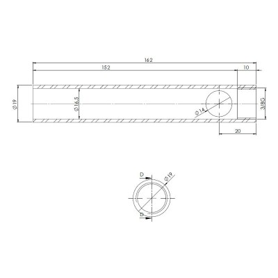 Cev za vžigalno tuljavo peči na pelete, premer 19mm, dolžina 162mm, navoj 3/8" - Vžigalne naprave za peči na pelete