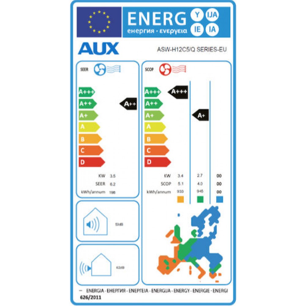 Inverter klimatska naprava WiFi AUX, 12000 BTU | Stenske klimatske naprave | Klimatske naprave |