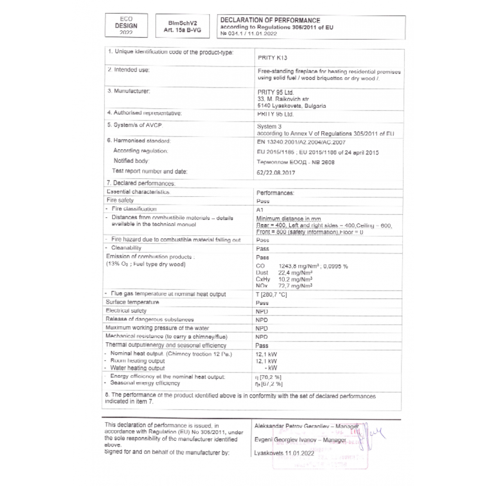 Peč na drva Prity K13, 12,1 kW | Toplozračne peči na drva | Peči na drva |
