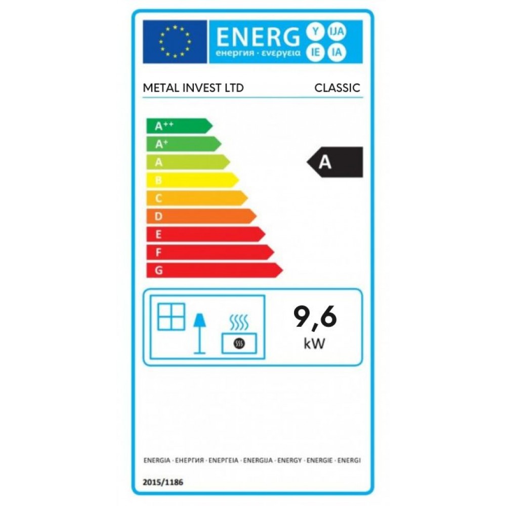 Peč na drva Metalik z masivno livano železno zgornjo ploščo, 9.6 kW | Toplozračne peči na drva | Peči na drva |