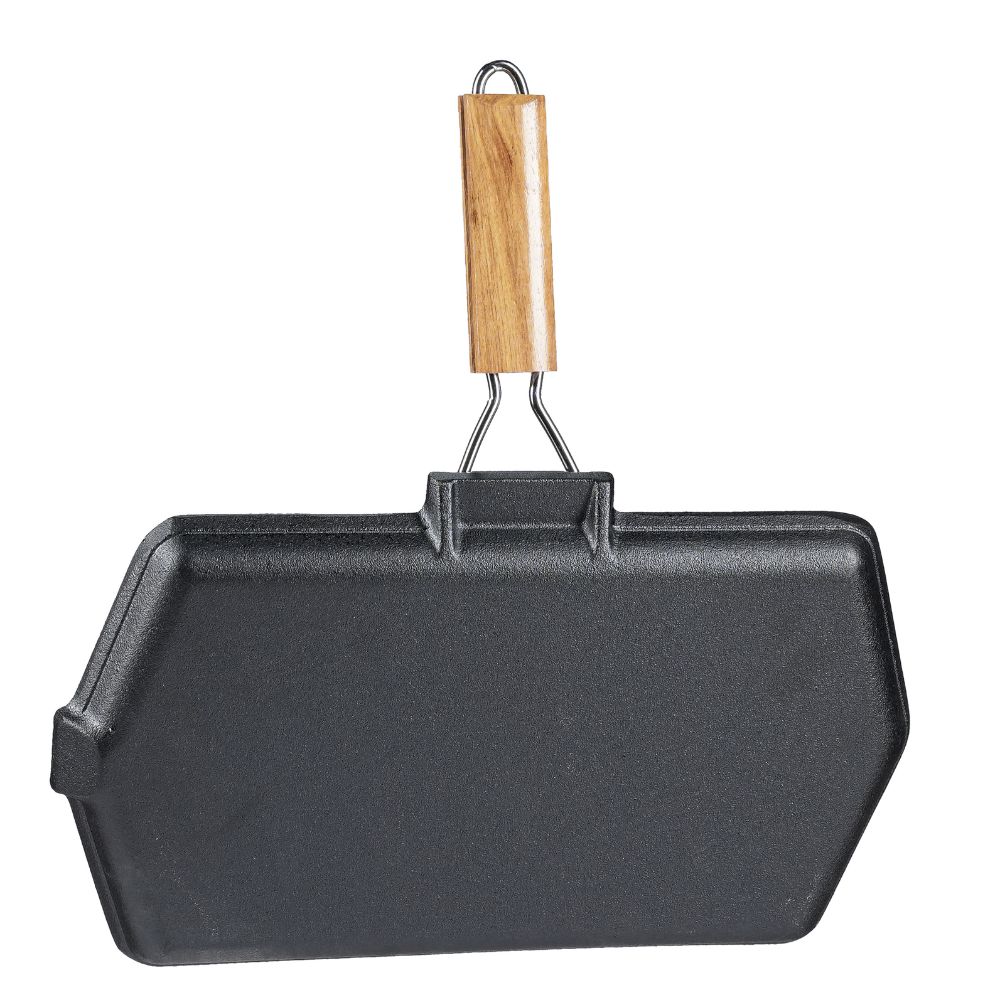Litoželezna žar ponev z zložljivim lesenim ročajem, 35x21 cm |  |  |