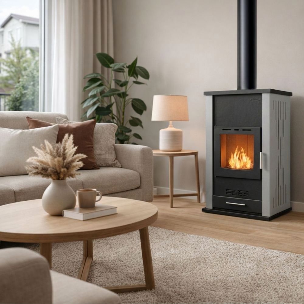 Toplovodni kamin na drva Velmora Fire ATS HYDRO siva, 33kW | Toplovodni kamini na drva | Peči na drva |