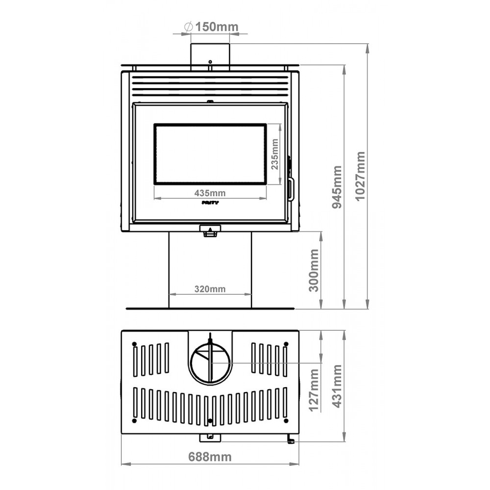 Peč na drva Prity PM3L E, 10.8kW | Peči na drva Prity | Prity |