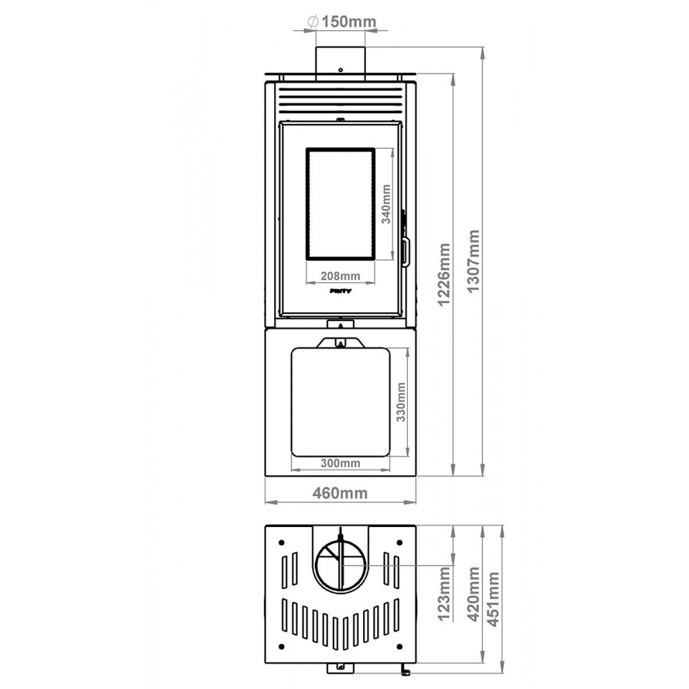 Peč na drva Prity PMV3 Е, 10.8kW | Peči na drva Prity | Prity |