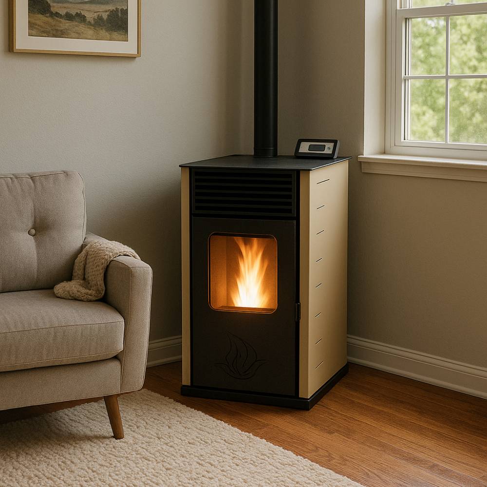 Peč na pelete Mytherm Angela TA 25 bež, 25kW | Toplozračne peči na pelete | Peči na pelete / Kamini na pelete |