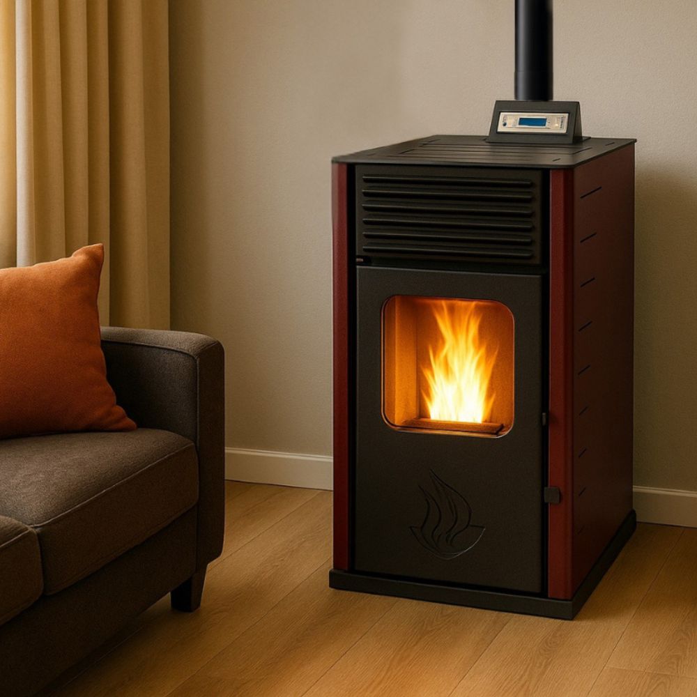 Peč na pelete Mytherm Angela TA 16 rdeča, 16kW | Toplozračne peči na pelete | Peči na pelete / Kamini na pelete |