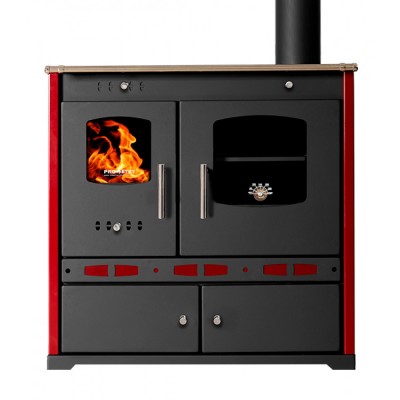 Štedilnik na drva Prometey Perfect Eco Lux z desnim kanalom, bordo, 7.5kW - Prometey