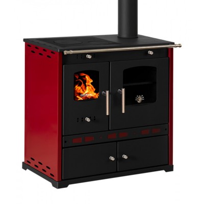 Štedilnik na drva Prometey Perfect Eco Lux z desnim kanalom, bordo, 7.5kW - Prometey