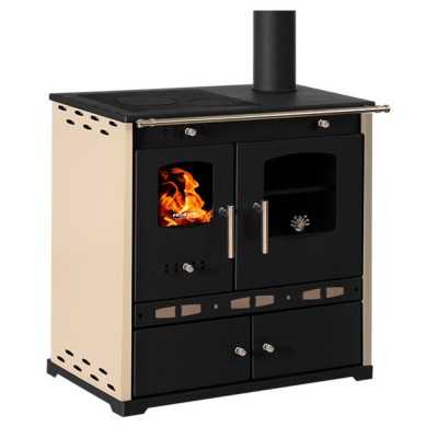 Štedilnik na drva Prometey Perfect Eco Lux z desnim kanalom, slonokoščena, 7.5kW - Prometey
