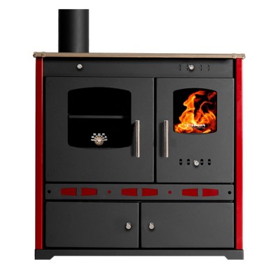 Štedilnik na drva Prometey Perfect Eco Lux z levim dimnikom, bordo, 7.5kW - Prometey
