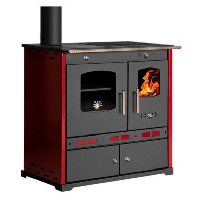 Štedilnik na drva Prometey Perfect Eco Lux z levim dimnikom, bordo, 7.5kW - Prometey