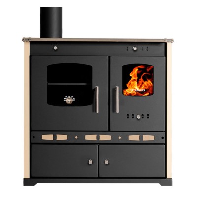 Štedilnik na drva Prometey Perfect Eco Lux z levim dimnikom, ivory, 7.5kW - Prometey