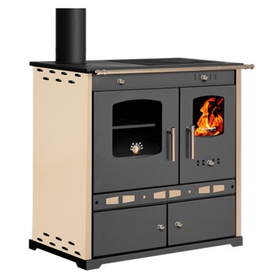 Štedilnik na drva Prometey Perfect Eco Lux z levim dimnikom, ivory, 7.5kW - Prometey