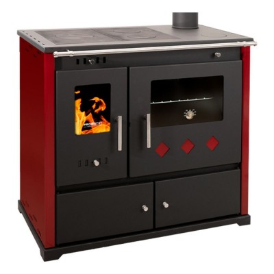 Štedilnik na drva Prometey Perfect Practik Lux z desnim kanalom, bordo, 9.5kW - Peči na drva