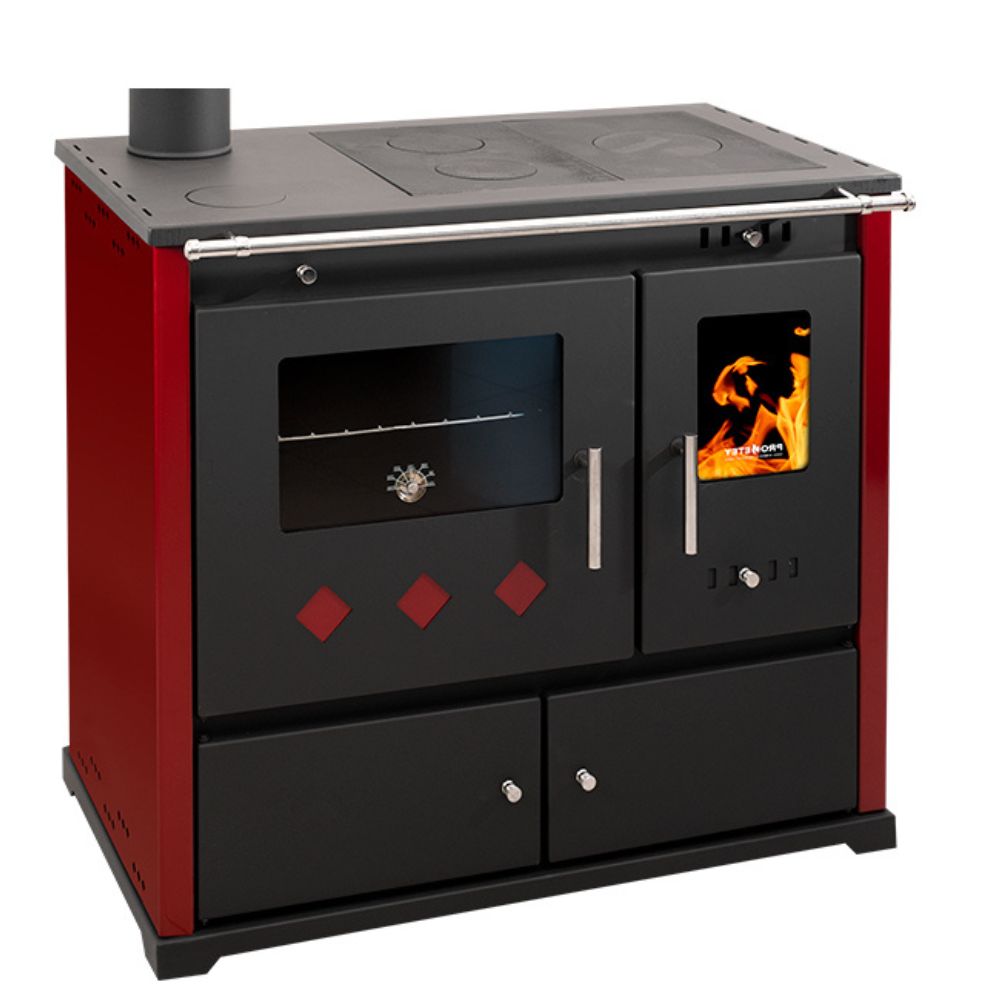 Štedilnik na drva Prometey Perfect Practik Lux z levim dimnikom, bordo, 9.5kW Štedilnik na drva Prometey Perfect Practik Lux z levim dimnikom, bordo, 9.5kW