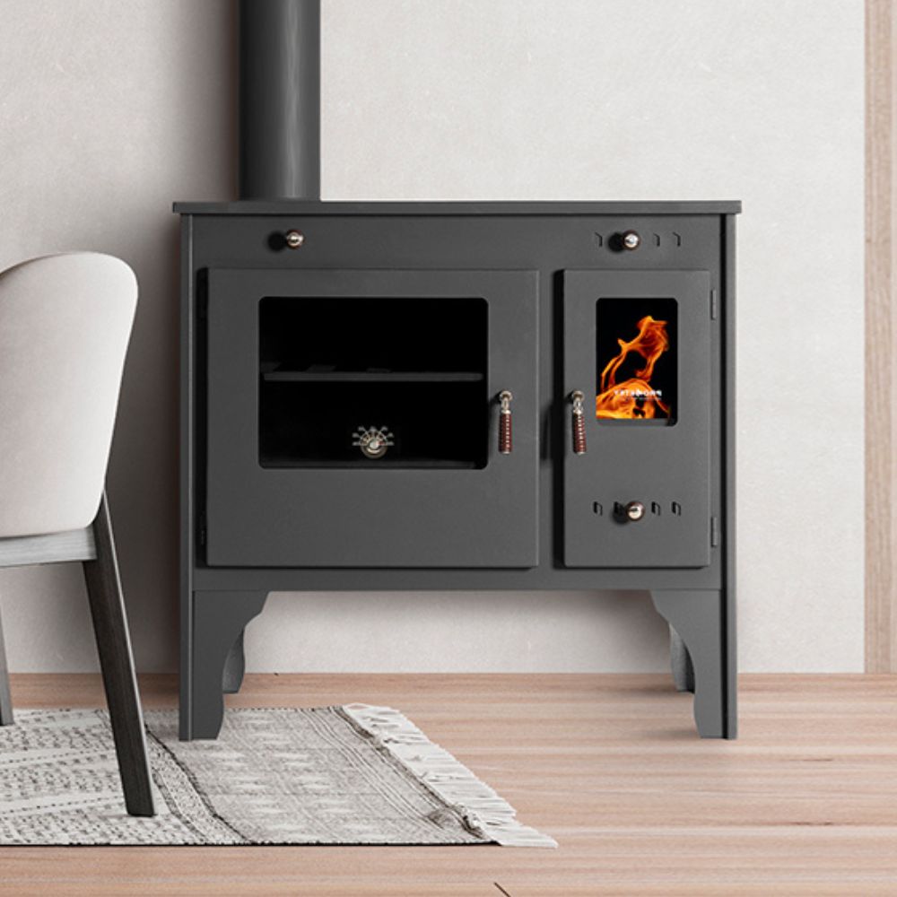 Štedilnik na drva Prometey Retro Eco z levim dimnikom, 7kW | Peči na drva s pečico | Peči na drva |