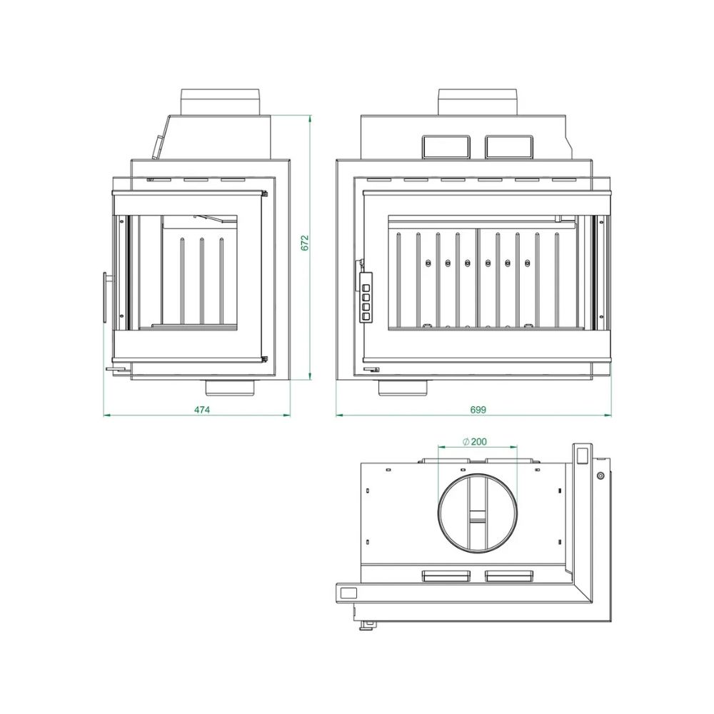 Kaminski vložek / Vgradni kamin UNIFLAM 600 DURO S z dovodom zraka, leva stran, 11 kW | Toplozračni kamini | Kamini |