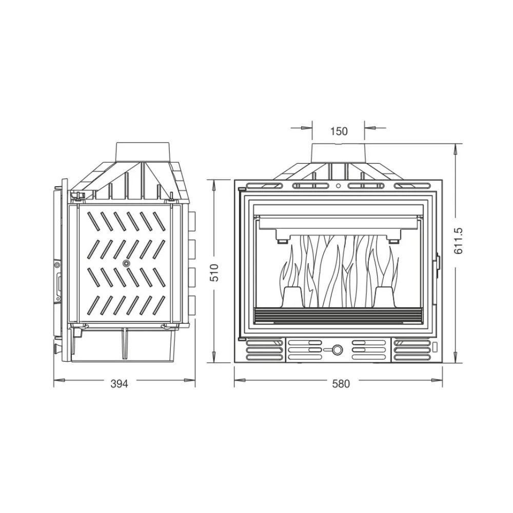 Kaminski vložek / Vgradni kamin UNIFLAM 600 ECO z loputo, 8kW | Toplozračni kamini | Kamini |