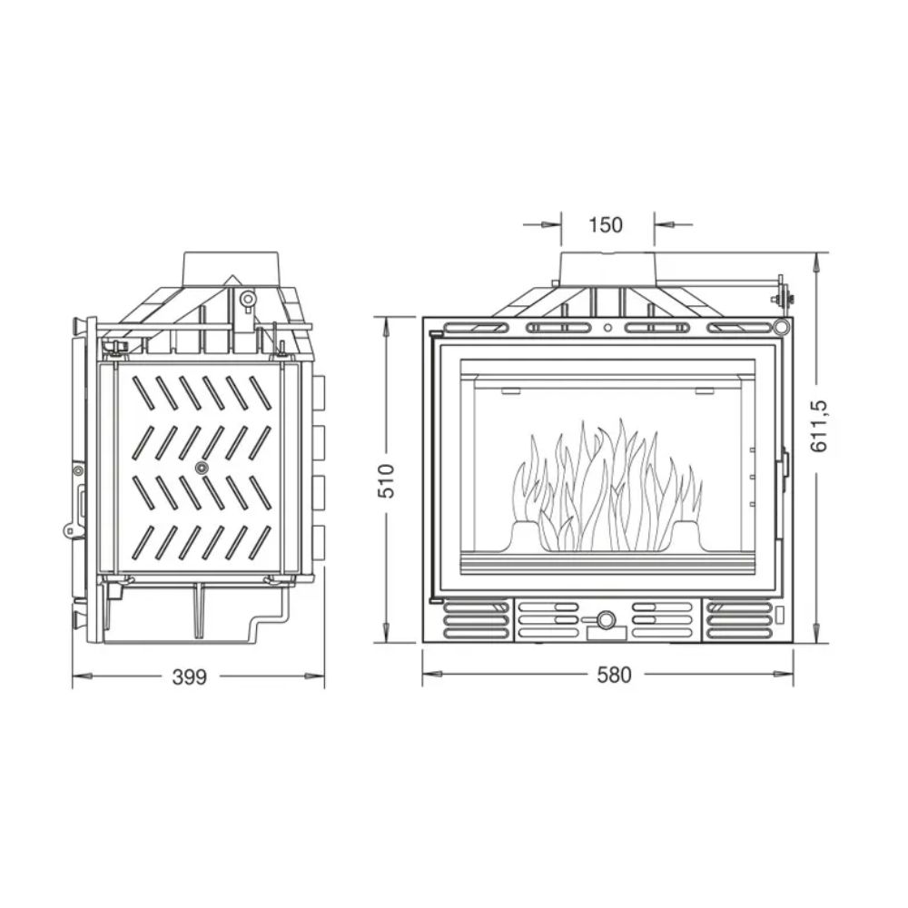 Kaminski vložek / Vgradni kamin UNIFLAM 600 PLUS ECO z loputo in dovodom zraka, 8 kW | Toplozračni kamini | Kamini |