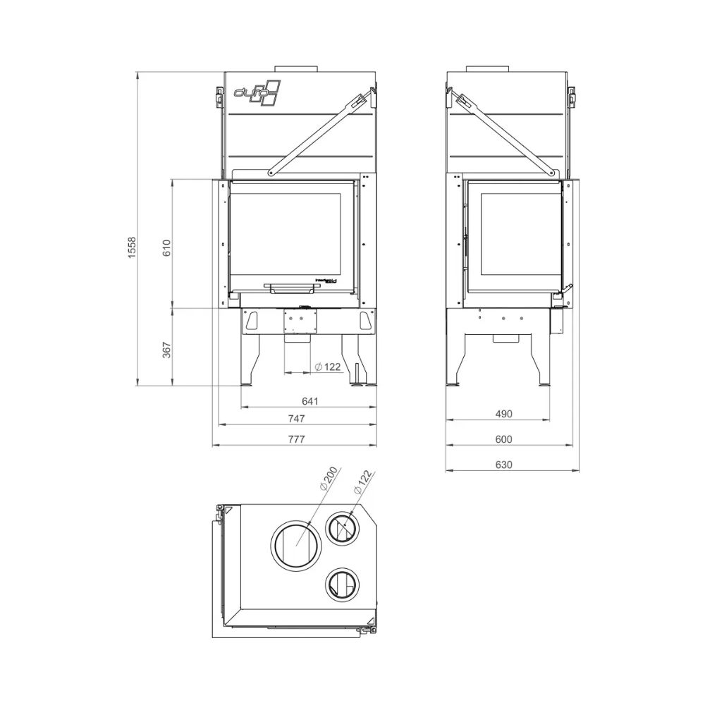 Kaminski vložek / Vgradni kamin UNIFLAM 660 DURO z zračnimi kanali in dovodom zraka, leva stran, 10,25 kW | Toplozračni kamini | Kamini |