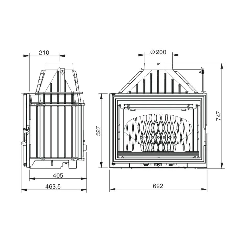 Kaminski vložek / Vgradni kamin UNIFLAM 700 LUX ECO z loputo, 12kW | Toplozračni kamini | Kamini |