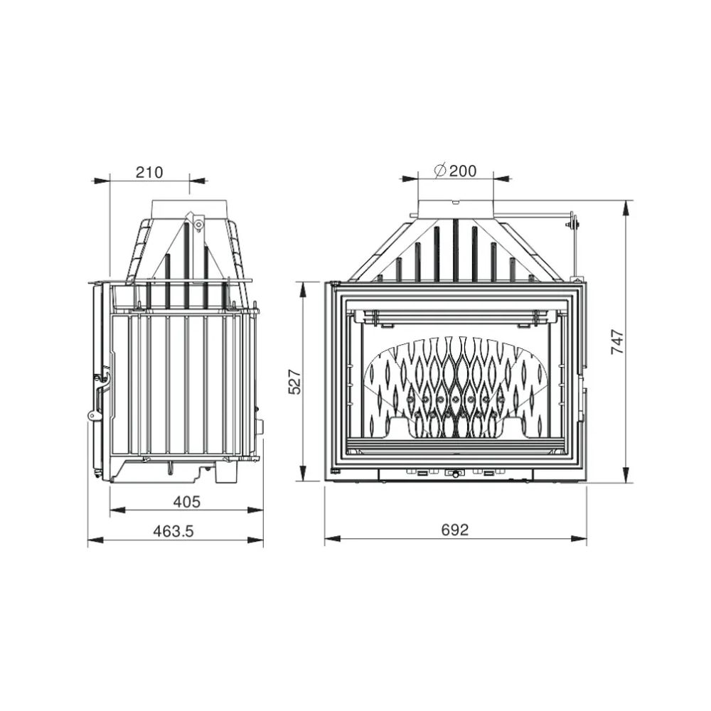 Kaminski vložek / Vgradni kamin UNIFLAM 700 LUX ECO z loputo in dovodom zraka, 12kW | Toplozračni kamini | Kamini |