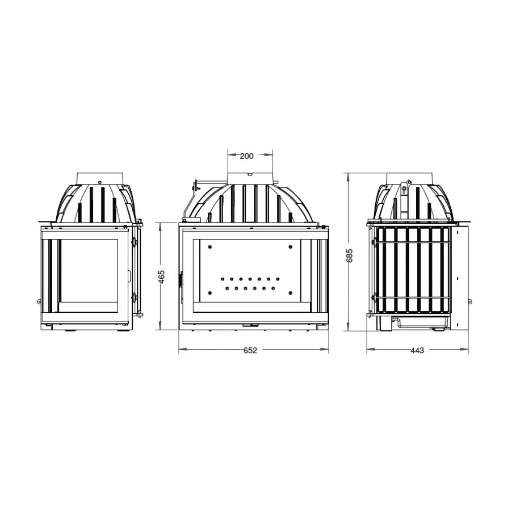 Kaminski vložek / Vgradni kamin UNIFLAM 700 PLUS ECO z loputo, desna stran, 9 kW | Toplozračni kamini | Kamini |