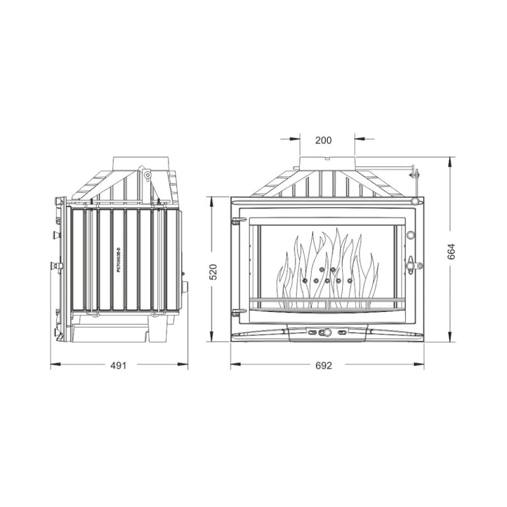 Kaminski vložek / Vgradni kamin UNIFLAM 700 SELENIC ECO z loputo, 10 kW | Toplozračni kamini | Kamini |