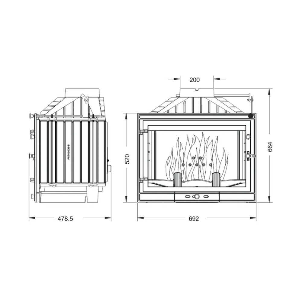 Kaminski vložek / Vgradni kamin UNIFLAM 700 STANDARD ECO z loputo in dovodom zraka, 10 kW | Toplozračni kamini | Kamini |
