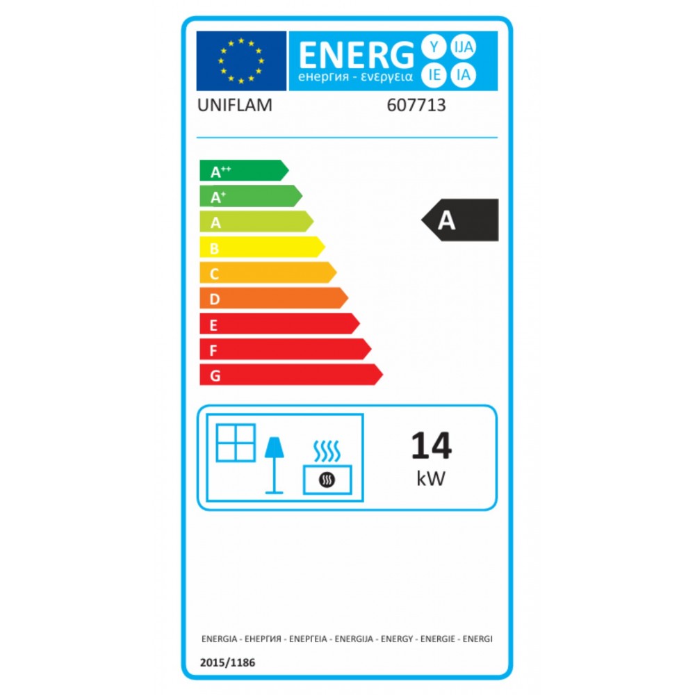 Kaminski vložek / Vgradni kamin UNIFLAM 700 STANDARD z loputo, levo stran, 14 kW | Toplozračni kamini | Kamini |
