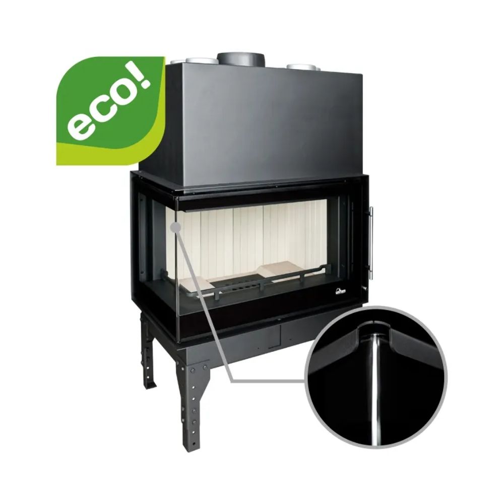 Kaminski vložek / Vgradni kamin UNIFLAM 860 EVO PBS z zračnimi kanali in dovodom zraka, ukrivljeno steklo, leva stran, 15 kW | Toplozračni kamini | Kamini |