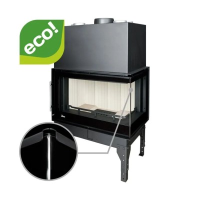 Kaminski vložek / Vgradni kamin UNIFLAM 760 EVO PBS z zračnimi kanali in dovodom zraka, ukrivljeno steklo, desna stran, 10 kW - Uniflam