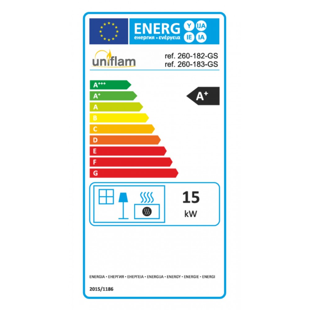Kaminski vložek / Vgradni kamin UNIFLAM 860 EVO PBS z zračnimi kanali in dovodom zraka, ukrivljeno steklo, leva stran, 15 kW | Toplozračni kamini | Kamini |