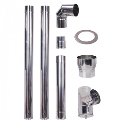 Dimniški set za peč na pelete, Nerjaveče jeklo AISI 304, 100-130mm - Dimniki