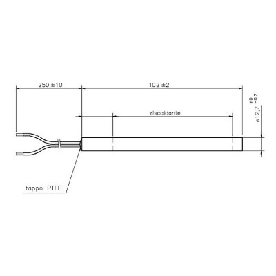 Vžigalna tuljava za peči na pelete Arce, Cadel, Eurofiamma, Eurosteack in druge, skupna dolžina 101mm, 300W - Vžigalne naprave za peči na pelete