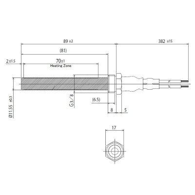 Keramično Vžigalna tuljava za peči na pelete BURNiT, Deville in druge, skupna dolžina 94mm, 300W - Vžigalne naprave za peči na pelete