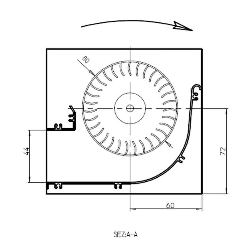 Tangencialni ventilator s Ø80 mm, pretok 305 m³/h | Ventilatorji in puhala | Deli peči na pelete |